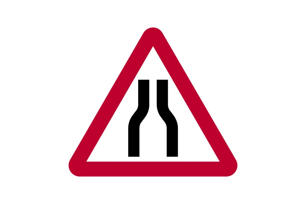End of Dual Carriageway or Road narrows from both sides