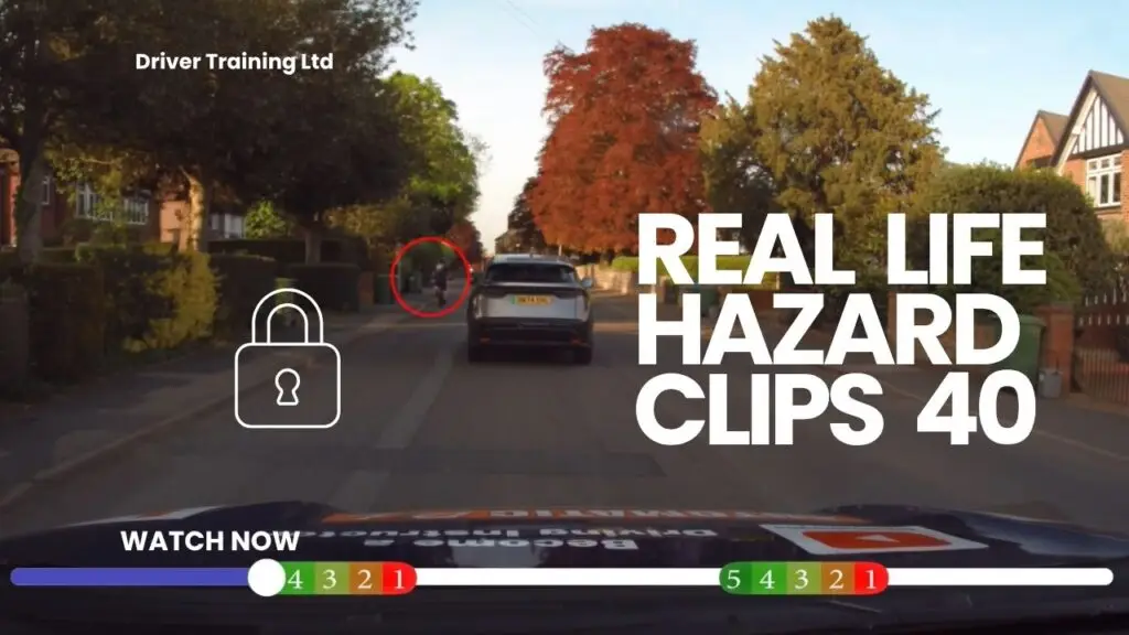 Car driving toward a potential road hazard featured in real hazard clips video