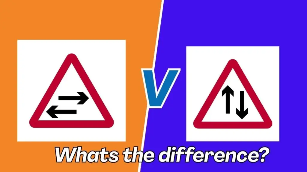 Traffic Crosses One-Way Road Ahead vs Traffic Becomes Two-Way