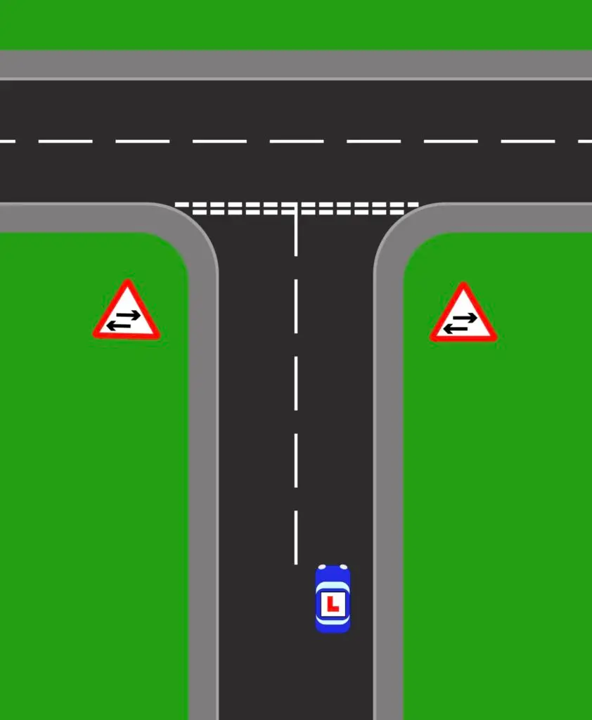 2 way traffic crosses 1 way road sign