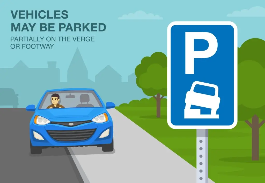 No Vehicles Except Bicycles Being Pushed vs Parking Partially on the Verge